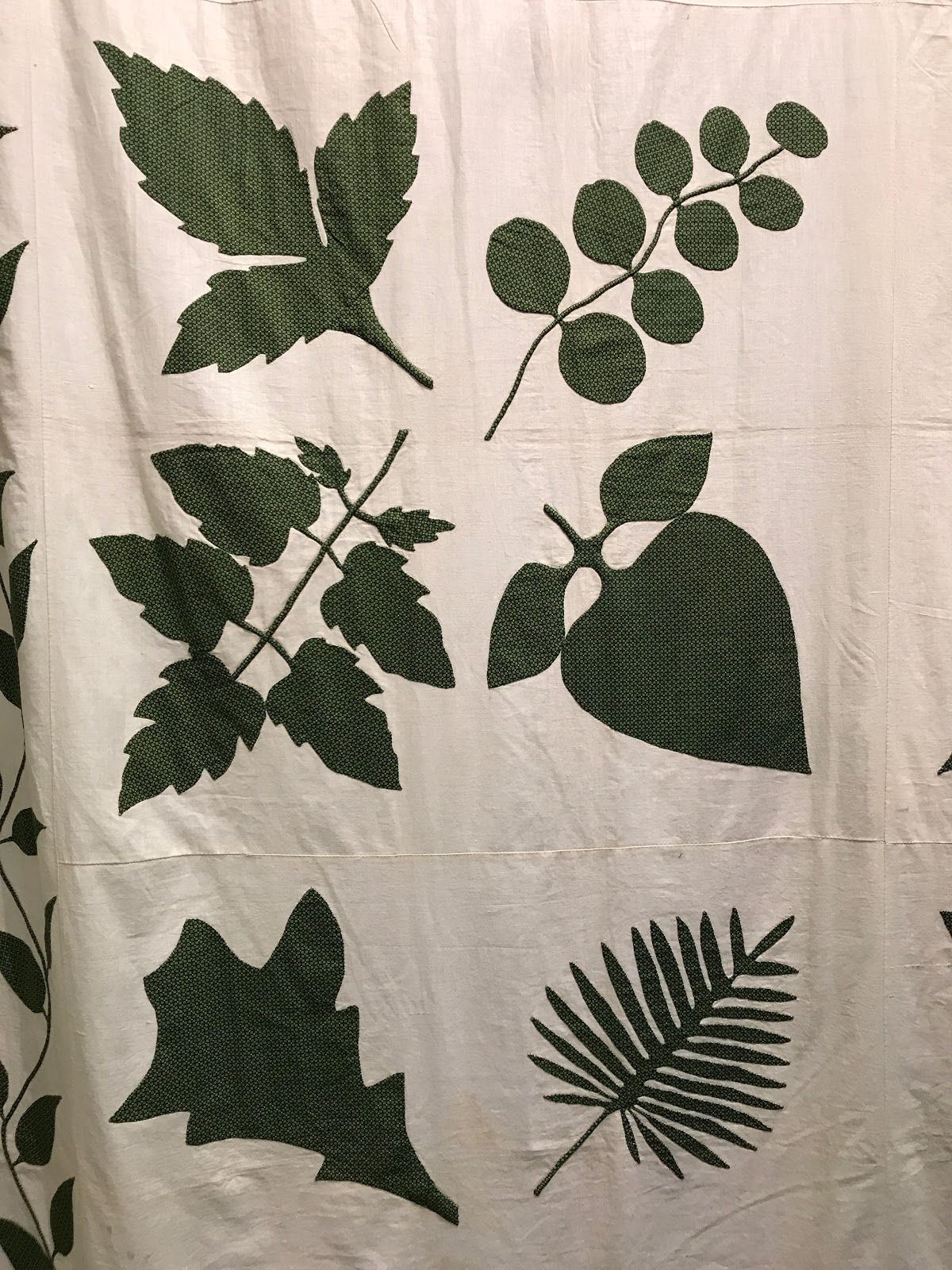 Textile Time Travels Unusual Green Leaves Antique Leaf quilt