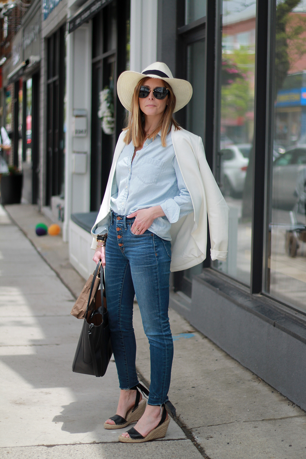 Outfits File: Denim on Denim for a Shopping Stroll - gaby burger