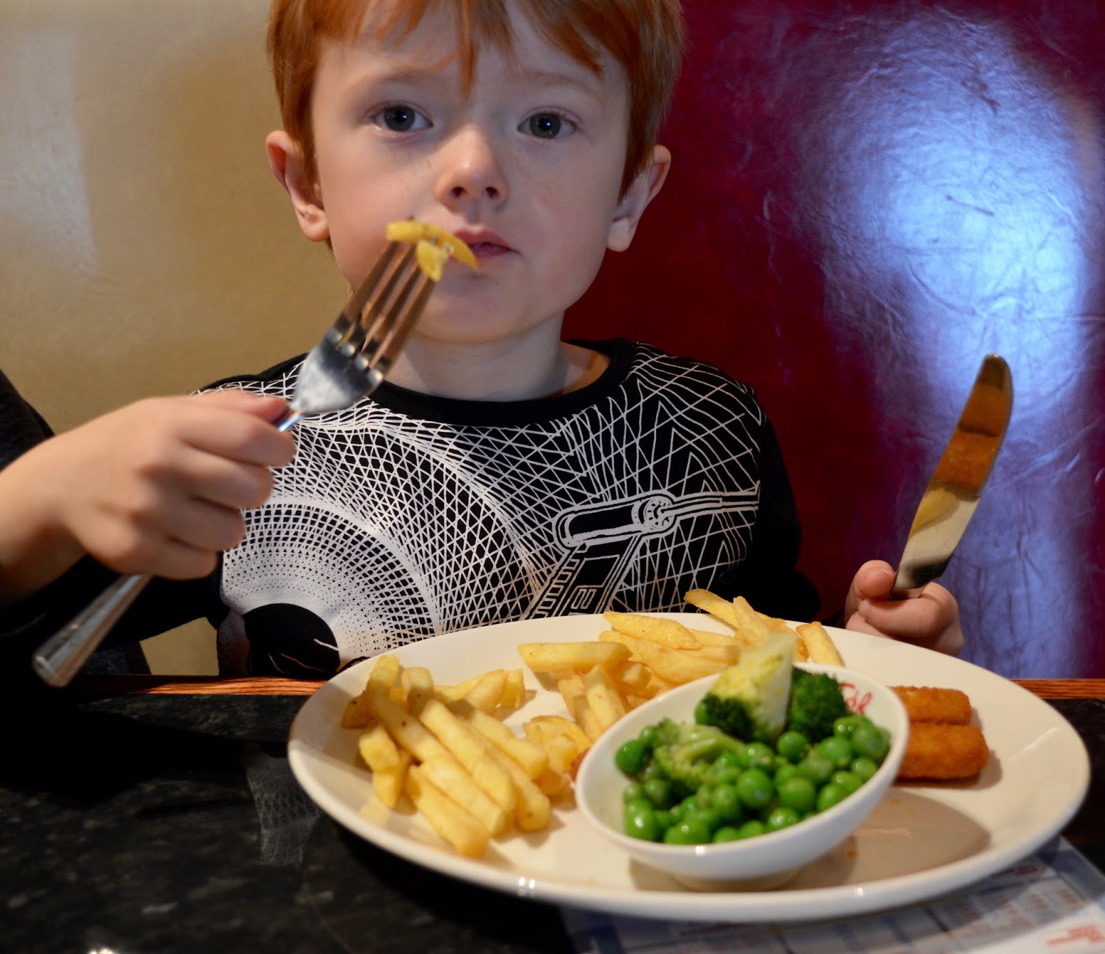 New Cineworld Cinema & Family Restaurants at Dalton Park Retail Outlet in County Durham (Just off A19) - Frankie and Benny's - kids menu fish and chips