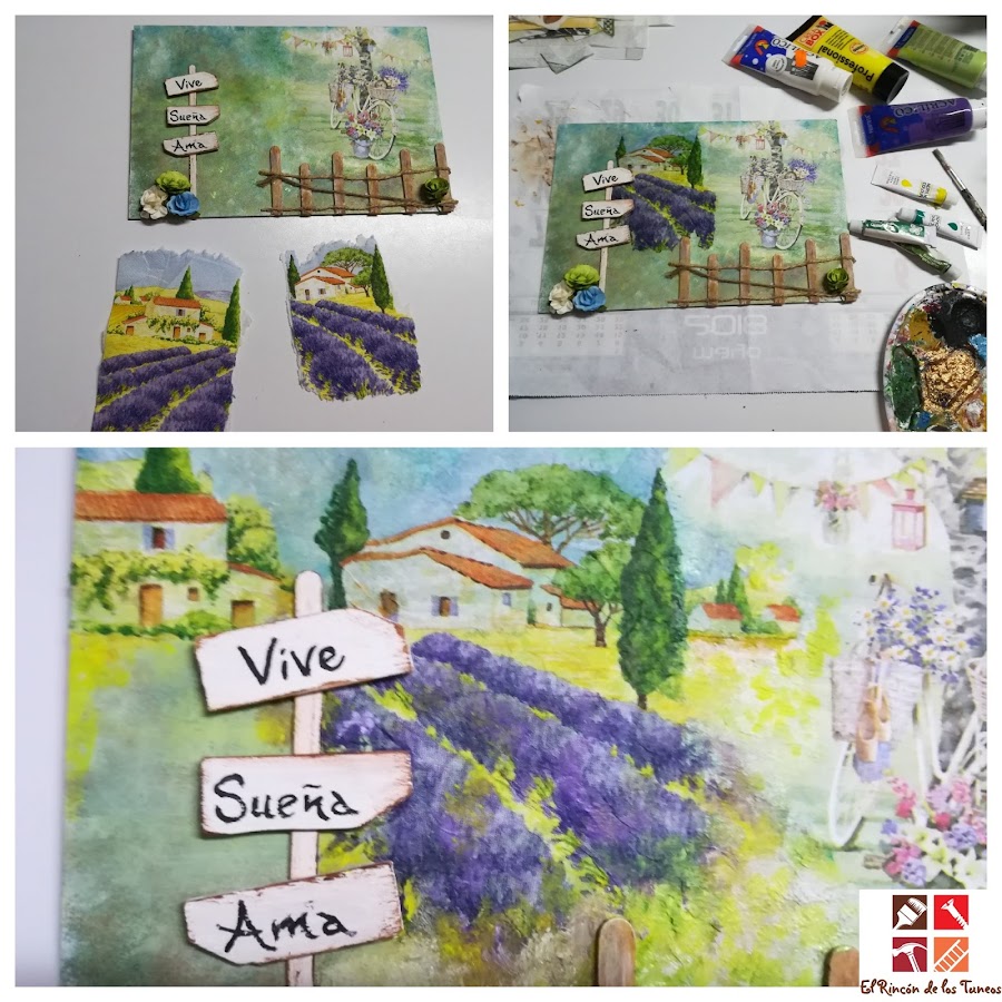 cartel con decoupage