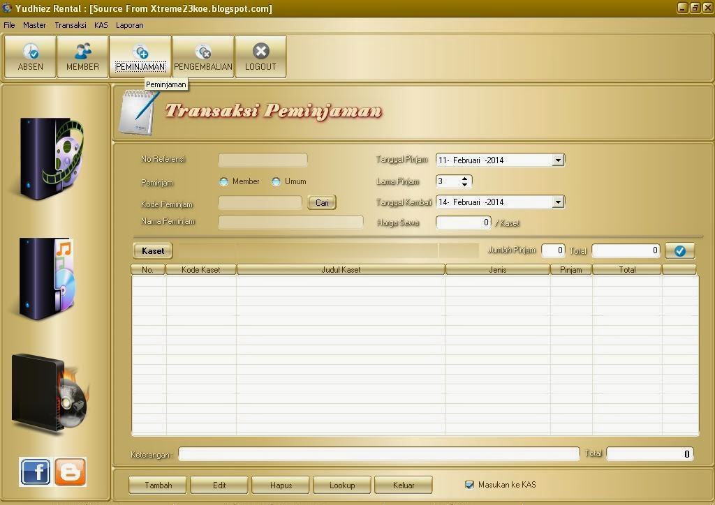 Aplikasi Rental Kaset [ dengan Delphi ]