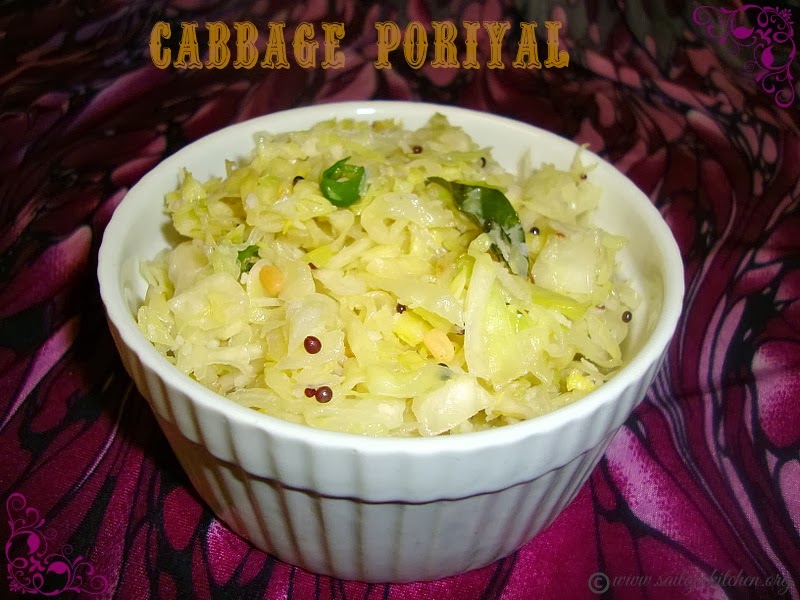 Sailaja Kitchen...A site for all food lovers! Cabbage Poriyal / Simple Cabbage Curry