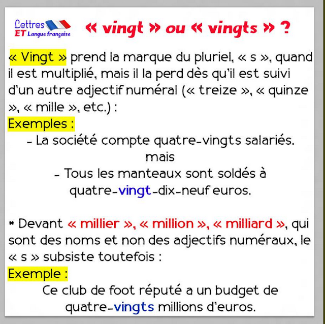 Francés Primaria vingt ou vingts