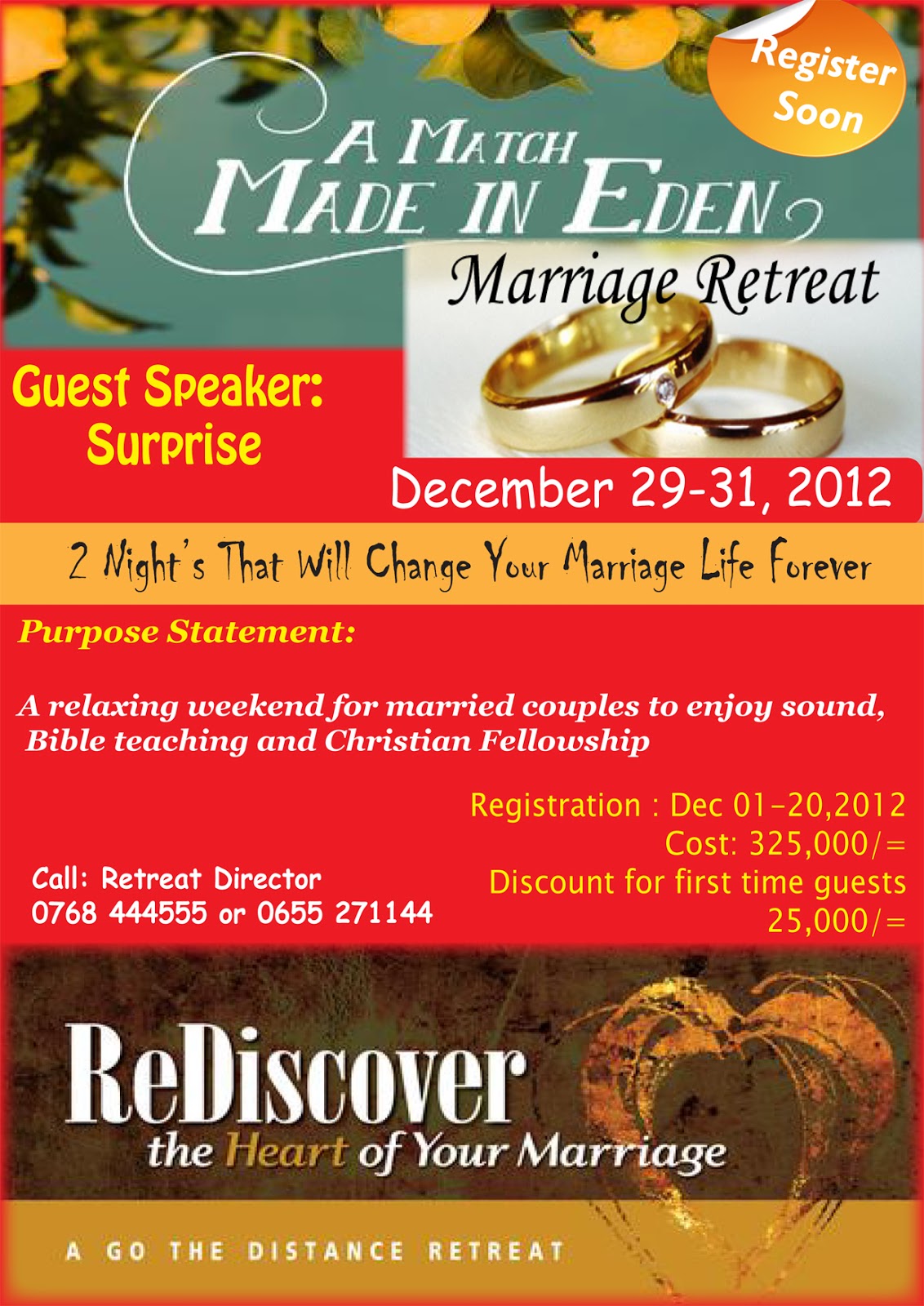 Gospel Standard Base Register now for "MARRIAGE RETREAT"!!!!