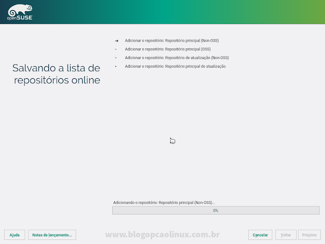 Aguarde enquanto os repositórios são adicionados
