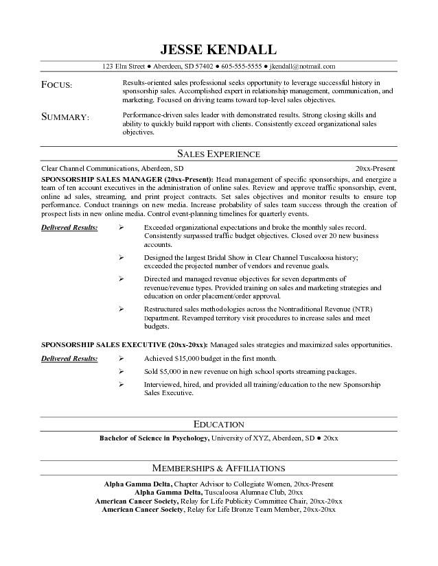 Sponsorship manager resume examples