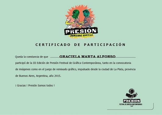 "Certificado de Participación III Festival Internacional de Gráfica Grupo Presión"