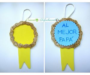 medalla para el dia del padre con goma eva de purpurina o brillantina
