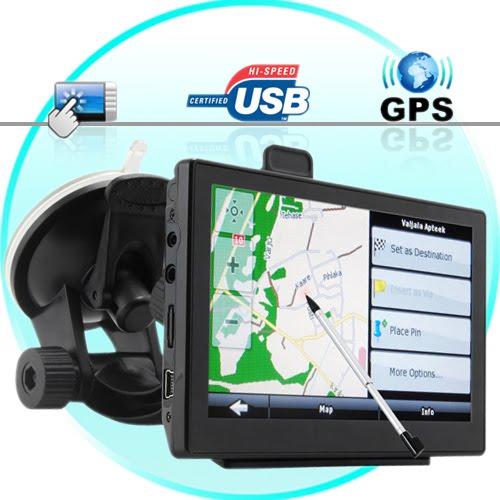 GPS Navigator + 5 Inch Touchscreen + FM Transmitter