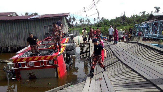 7 anggota bomba bersama jentera terhumban ke sungai di Kampung Korina, Sikuati, Kudat