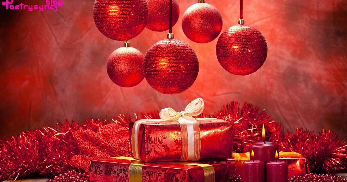 Merry Christmas Wallpaper Wishes Balls, Gifts, Ribbon And 