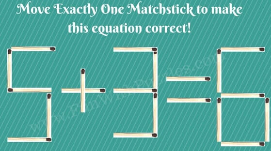 Maths Equation Brain Teaser with matchsticks