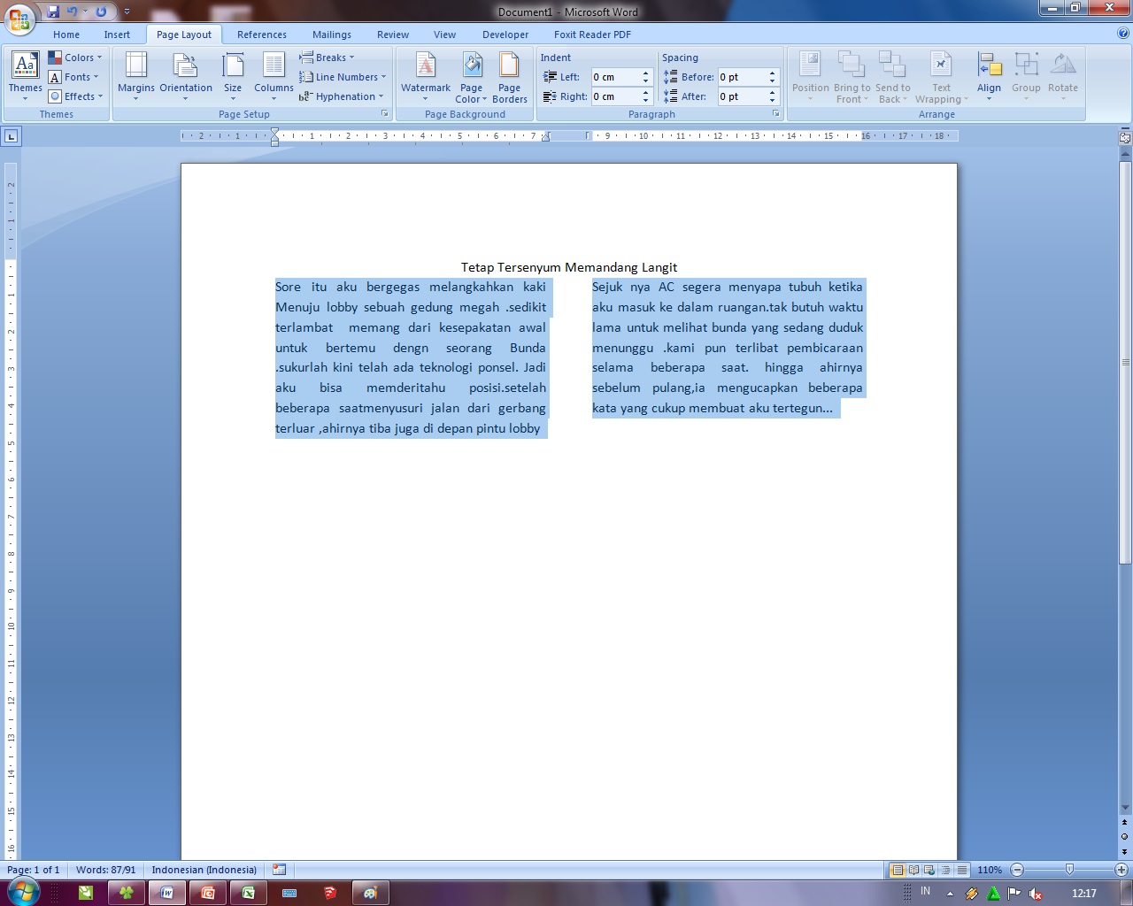 Cara membuat kolom di ms. word