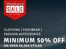 Super Weekend Offer: Minimum 50% Off on Mens | Womens | Kids Clothing , Footwear, Belts, Wallets, Bags, Home Furnishing, Sunglasses, Perfumes & Jewellery