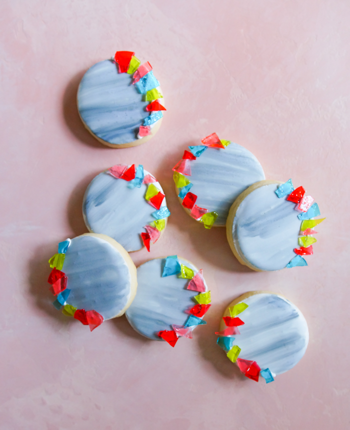 migraine aura decorated cookies