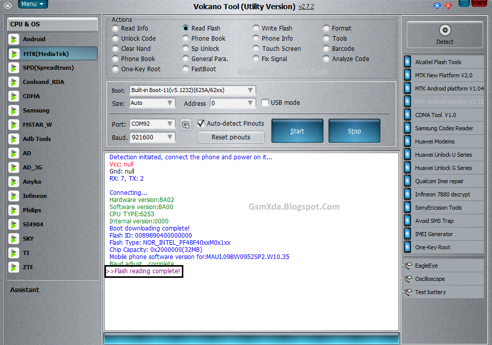 LG A165 Dual Sim ReadInfo, Read Flash, Format done / Remove Pattern