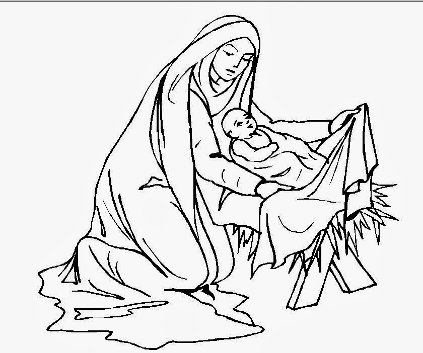 free nativity clipart black and white - photo #19
