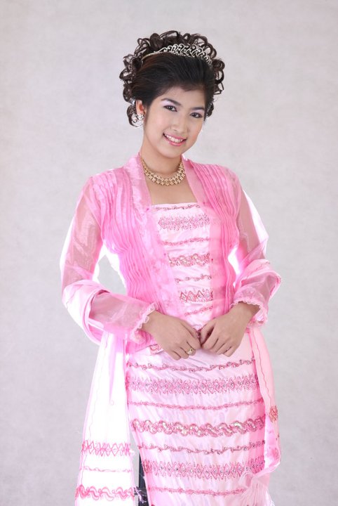 Myanmar Model Maw Phu Maung with Pink Wedding Dress