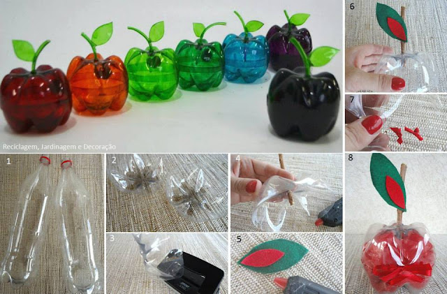 Como hacer manzanas de plástico reciclando botellas