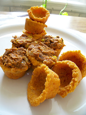 quinoa corn cups with refried beans