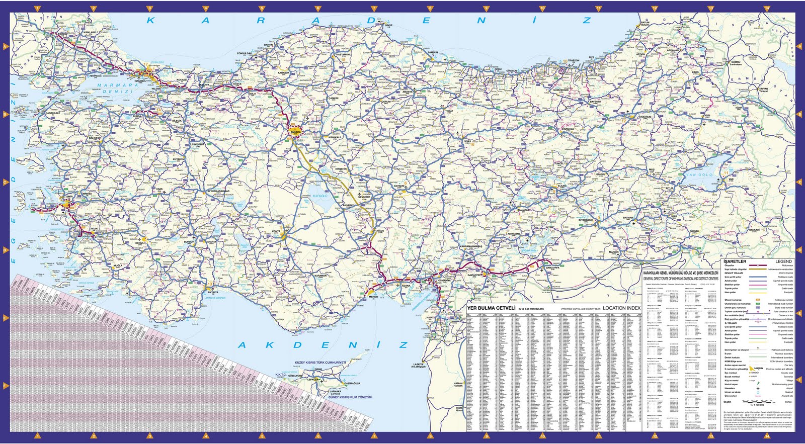 Türkiye Karayolları haritası