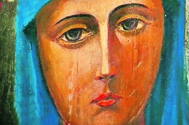 Плачь божией матери. Икона Манявская Девы Марии. Икона Божией матери плачет мироточит. Плачущая икона Божией матери. Иконы плачут.