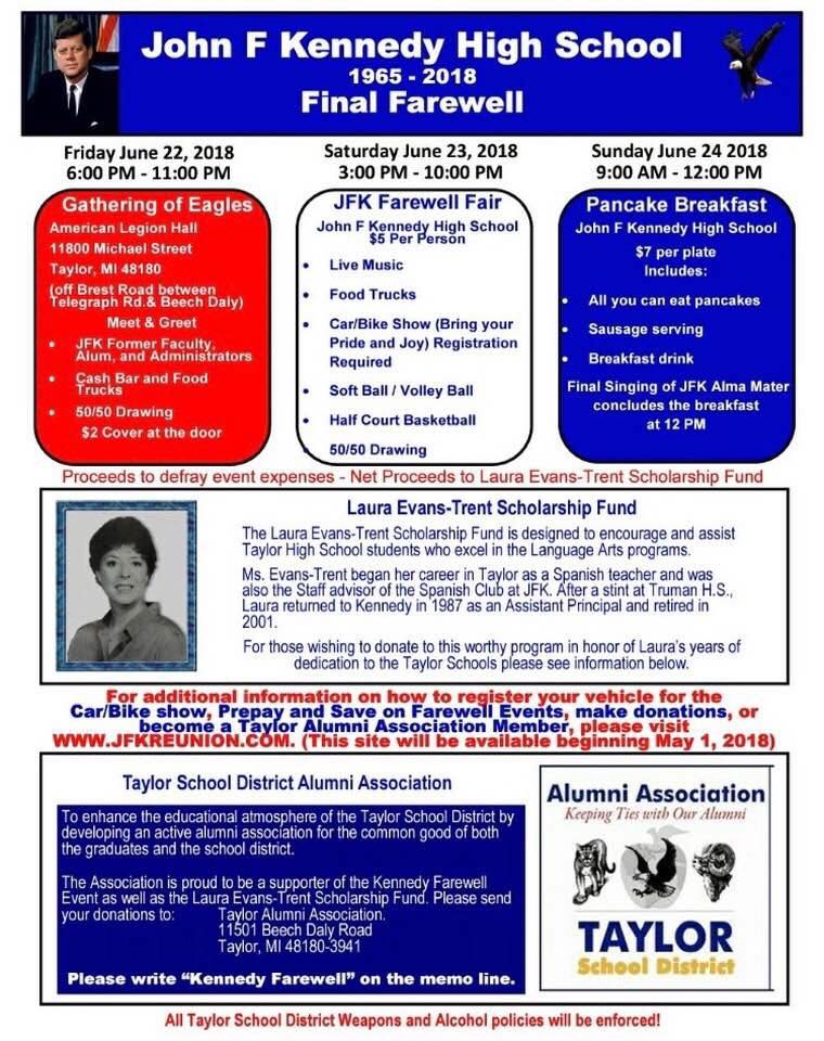 Talking Taylor Schools KENNEDY HIGH SCHOOL FAREWELL scheduled for June