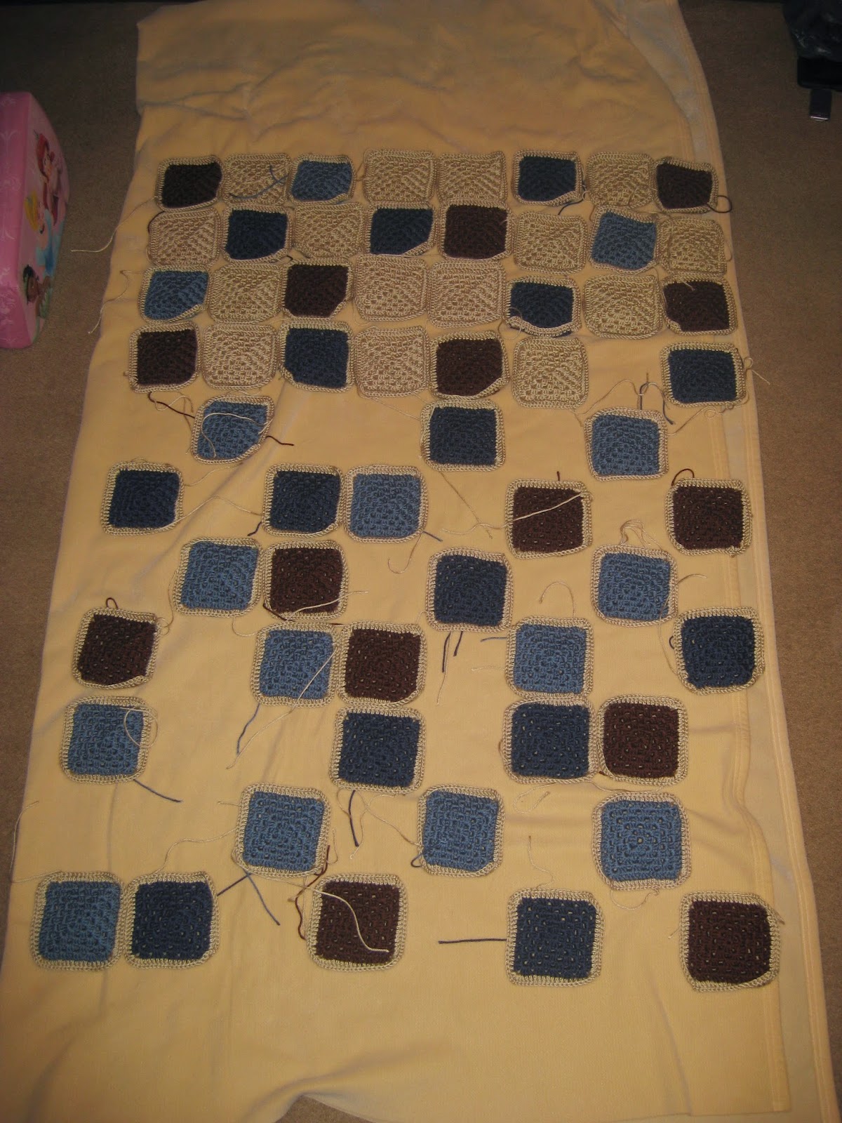 Jamie Lynne ~ Craft Guru: Blue and Brown Granny Square Afghan Finished!!