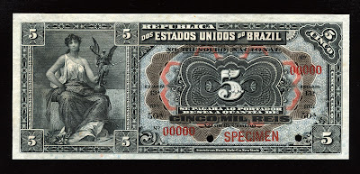5 mil reis Brazil paper money currency American Banknote Company