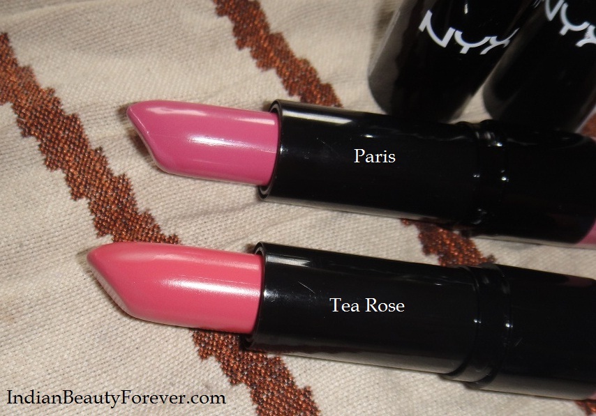 NYX Round Lipsticks Tea Rose and Paris Review