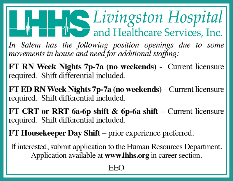 The Press Online Livingston Hospital has job openings