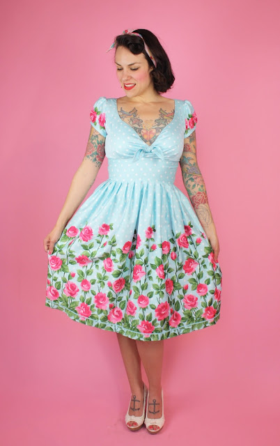 Gertie's New Blog for Better Sewing: Aqua Rose Border Surplice Dress