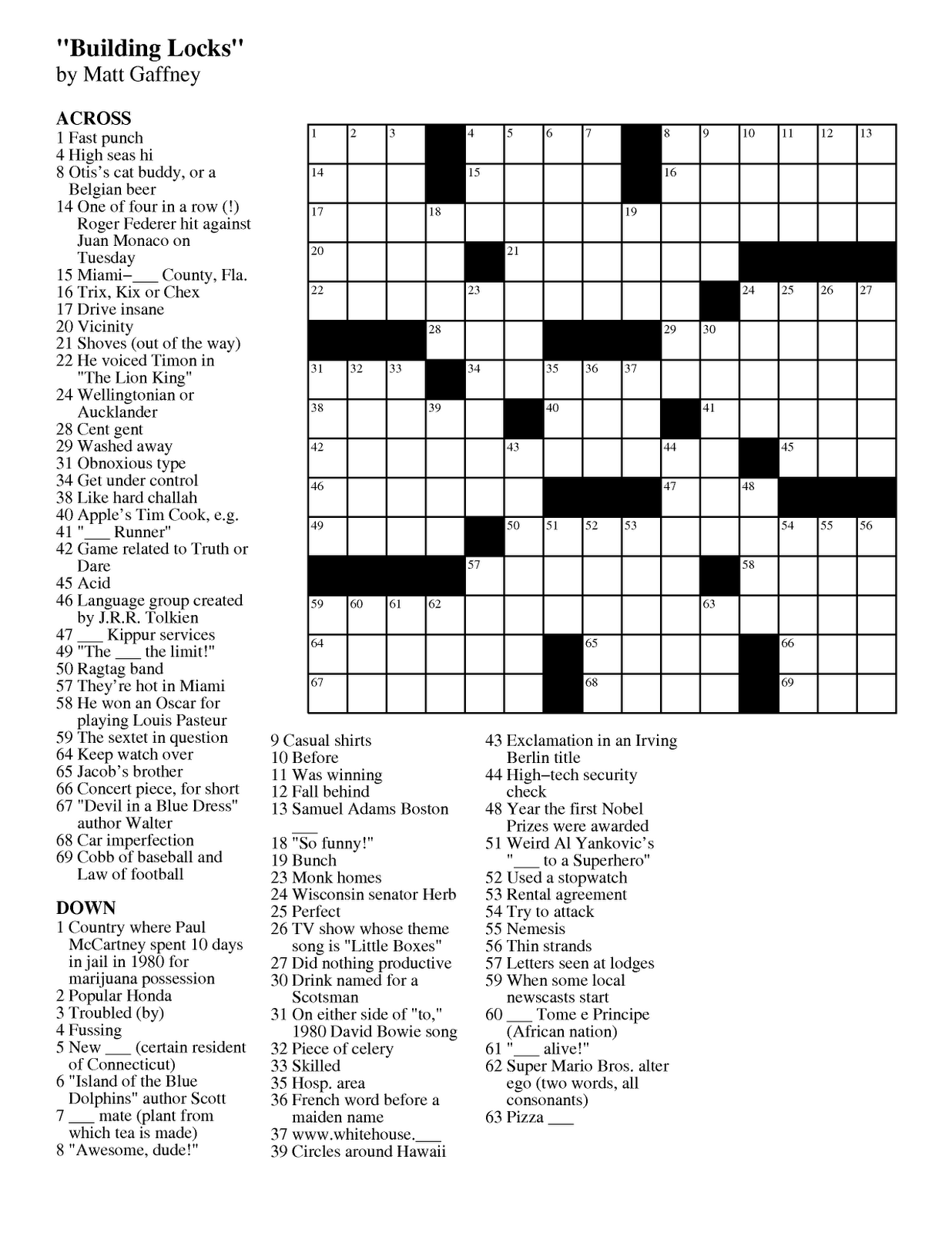 New York Times Crossword Puzzles Solve Free Monday NYTimes