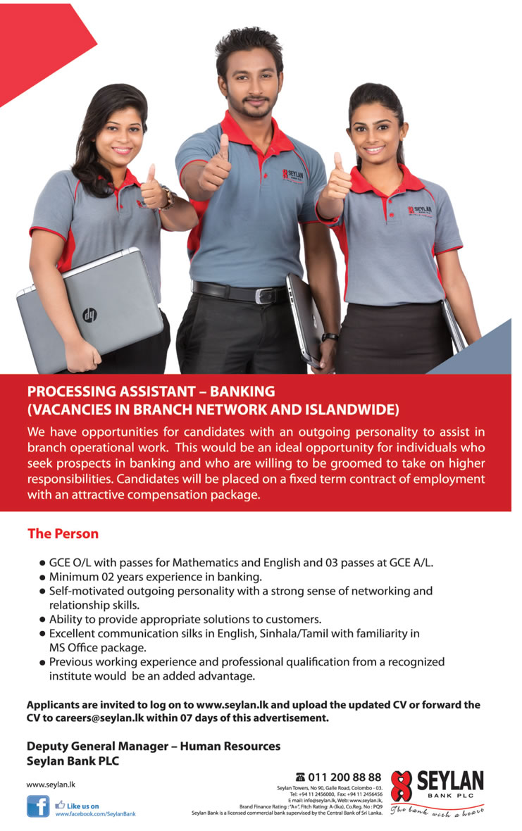 Processing Assistant Banking Sri Lanka Vacancies Top Rated