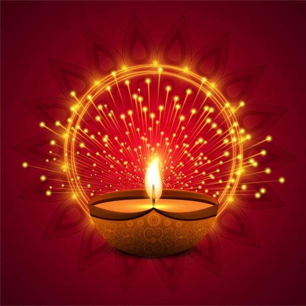 Red background with lights for diwali Free Vector