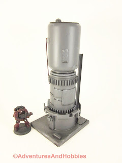 Tall vertical processing tower for 25-28mm scale wargames - side view 1.