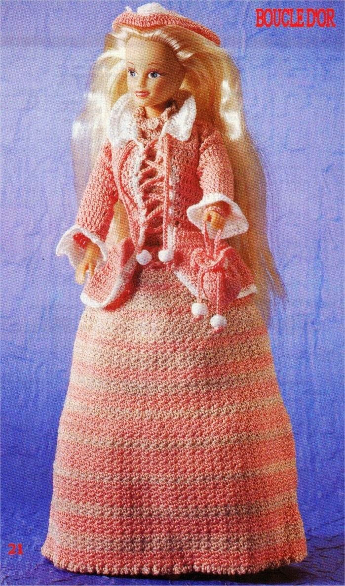 Gráfico de crochê vestido, bolero e chapeu para bonecas Barbie  Roupas  barbie de crochê, Roupas de crochê para bonecas, Vestido de boneca de crochê