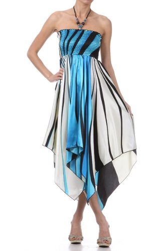 Dress4Cutelady: Swirl Design Satin Feel Beaded Halter Smocked Bodice ...