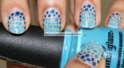 Blue ombre dotticure nail art with Essie and China Glaze nail polishes