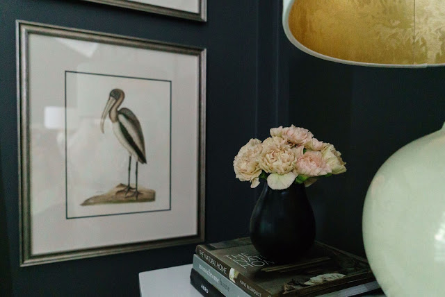 Benjamin Moore Iron Mountain black paint in beautiful bedroom designed by Sherry Hart of Design Indulgence for ORC.