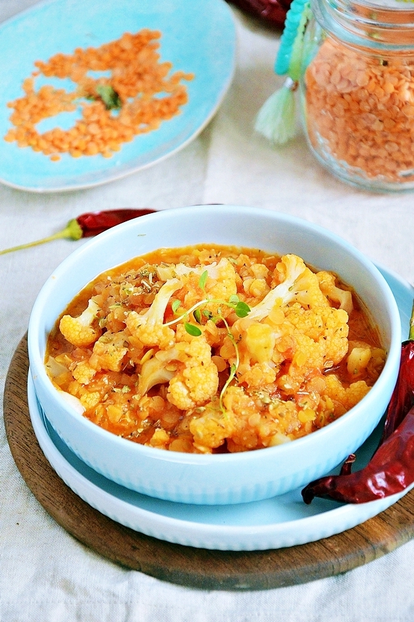 Moja smaczna kuchnia I blog kulinarny Soczewica z kalafiorem w pomidorach