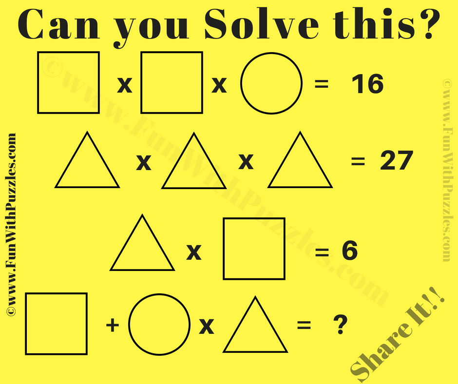 Mathematics Brain Teaser for School Students with Answer