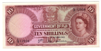 Fiji banknotes Shillings Queen Elizabeth