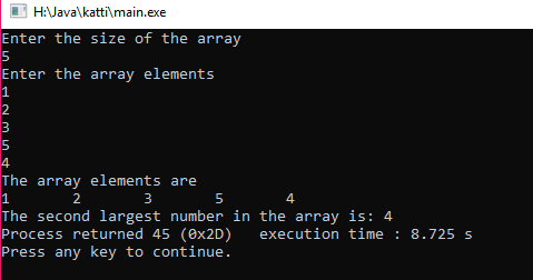 C Program to find the second largest number in the array