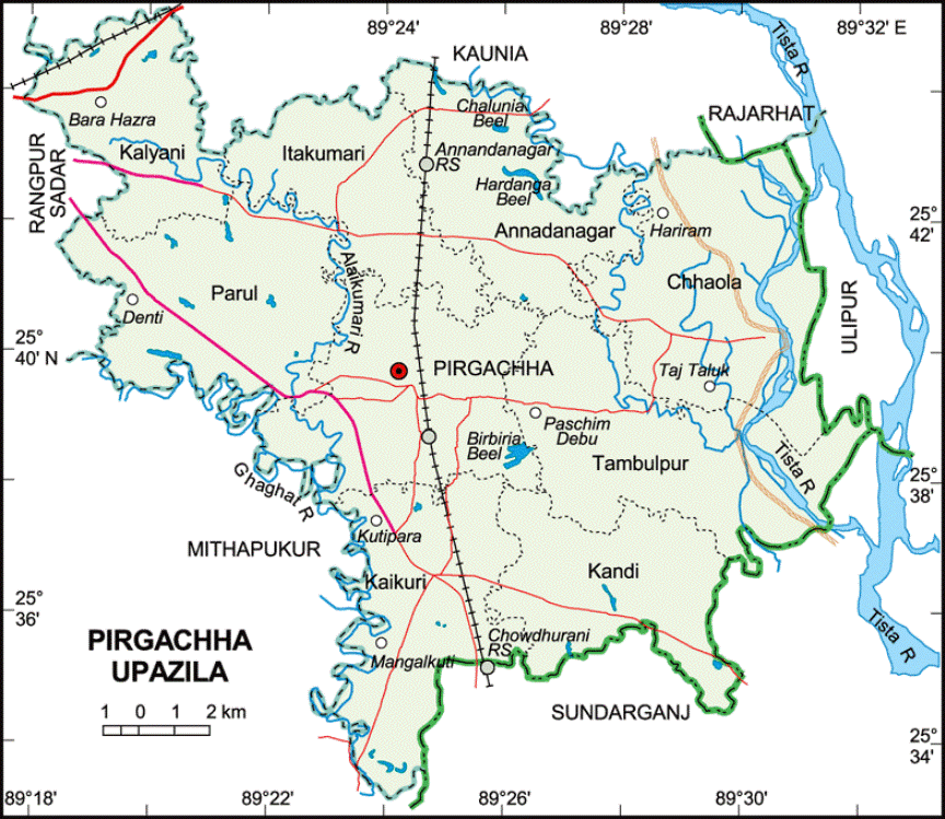 Pirgacha Upazila Map Rangpur District Bangladesh