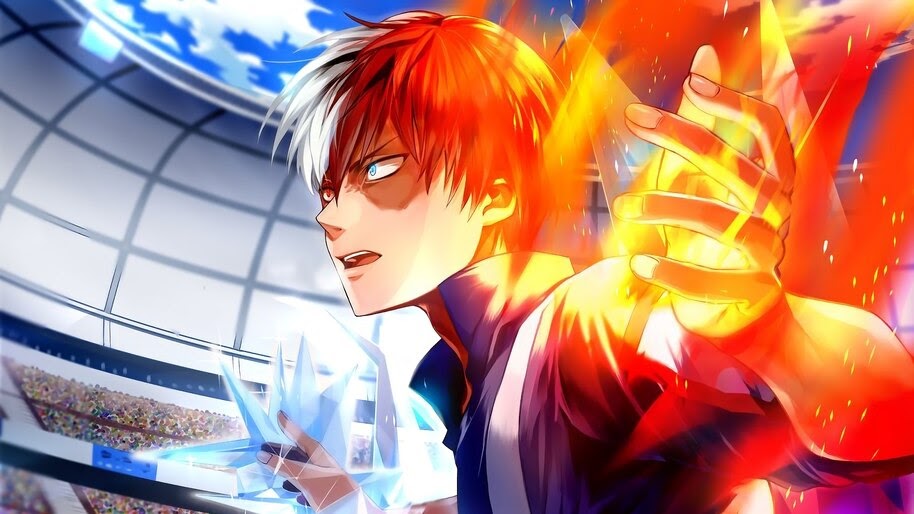 Shoto Todoroki, Fire and Ice, [My Hero Academia], 4K, 5.382 Wallpaper