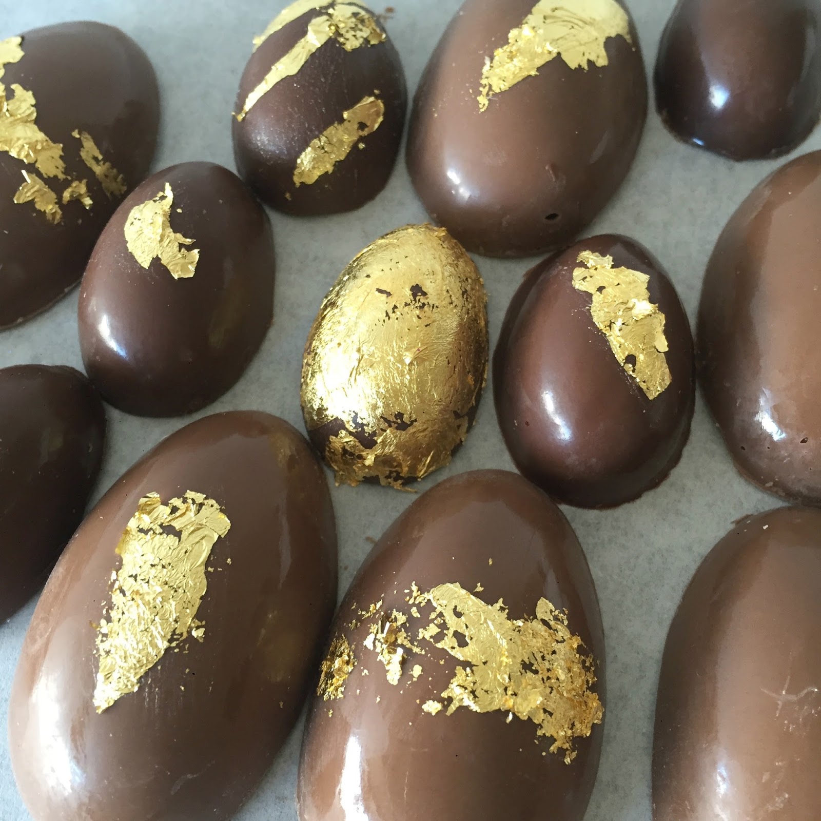 Chocolate Easter Eggs with Edible Gold Leaf a Tutorial Purple