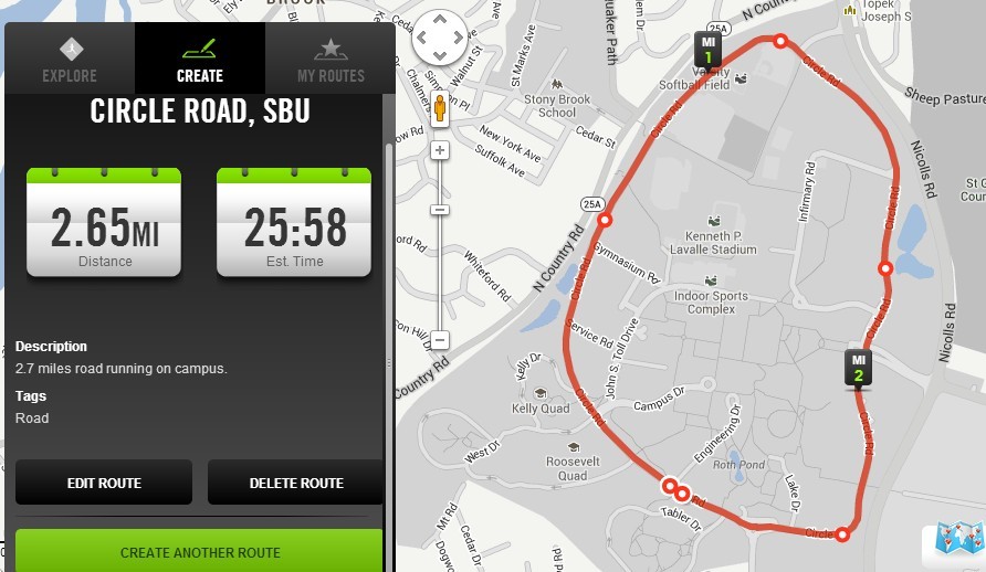 Running Running Routes Near Stony Brook