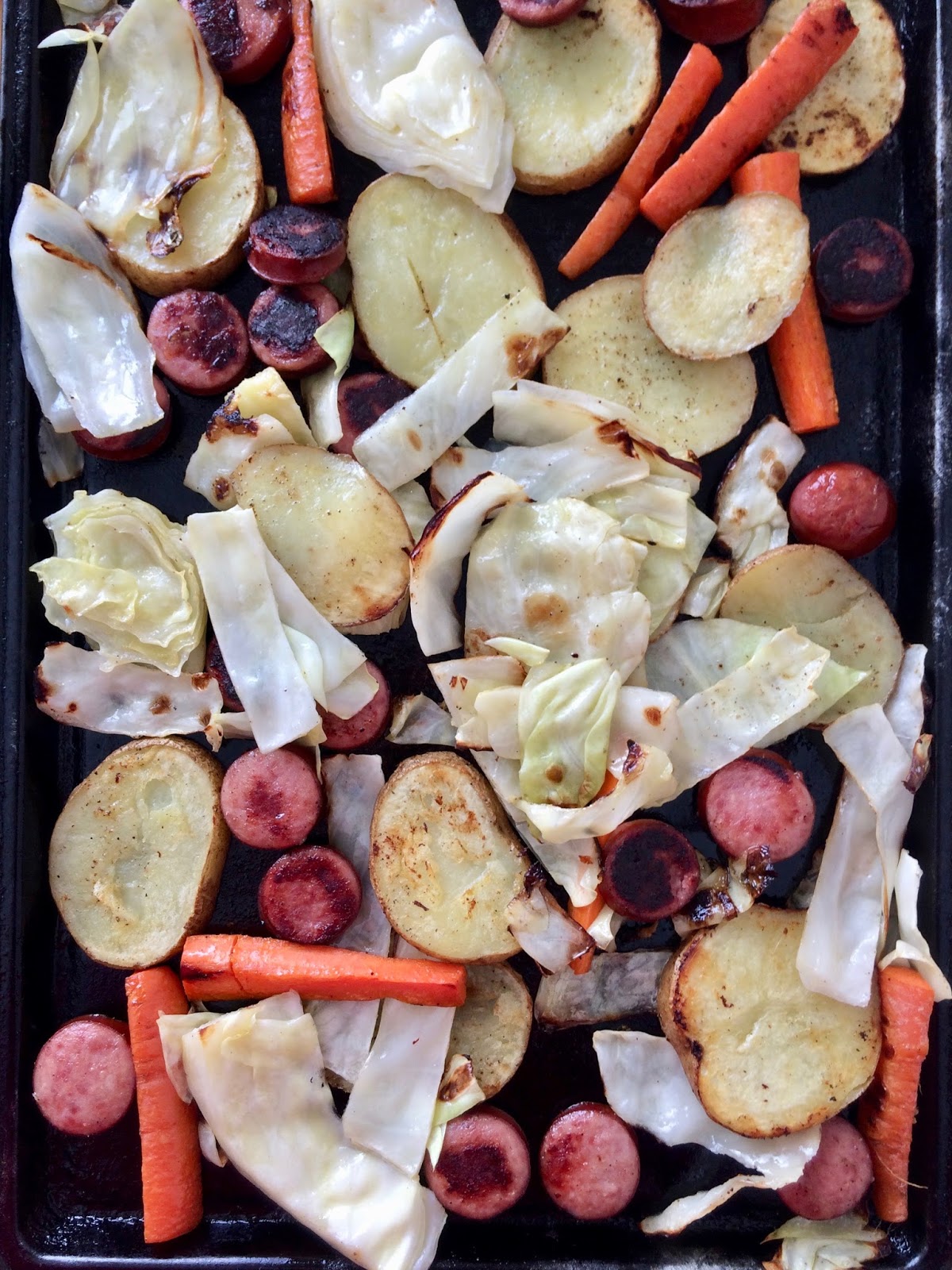 Savory Moments Sheet pan kielbasa, cabbage, & potato dinner