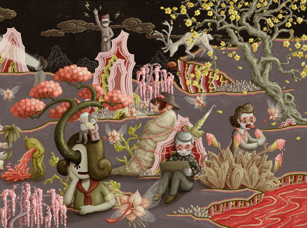 Huihong Huang. Gris. Rojo. Amarillo. Illustration | ilustración